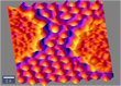 3D color image of carbon atoms forming a nano-bridge