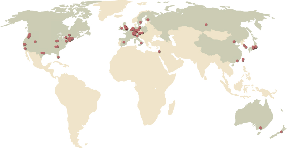 Map: Distribution of global research in low-voltage microscopy